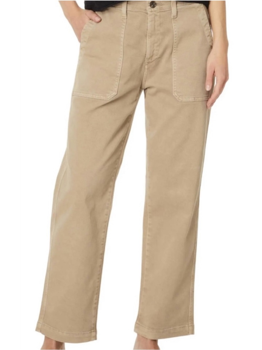 AG Adriano Goldschmied Analeigh High Rise Straight Cropped Tan Jeans 30